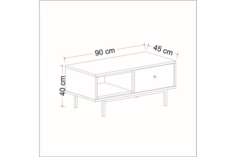 Papias Sofabord 90 cm med Opbevaring Hylde + Låge - Antracit/Sort - Møbler - Borde - Sofabord