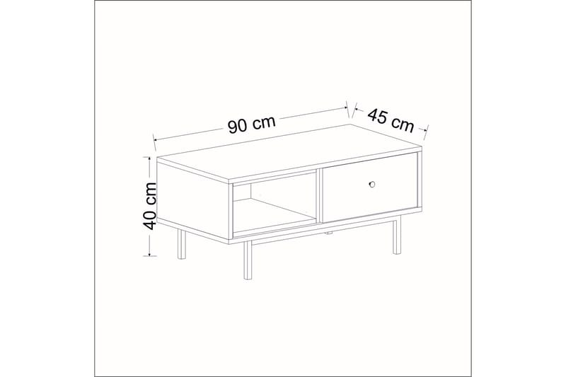 Papias Sofabord 90 cm med Opbevaring Hylde + Låge - Antracit/Sort - Sofabord