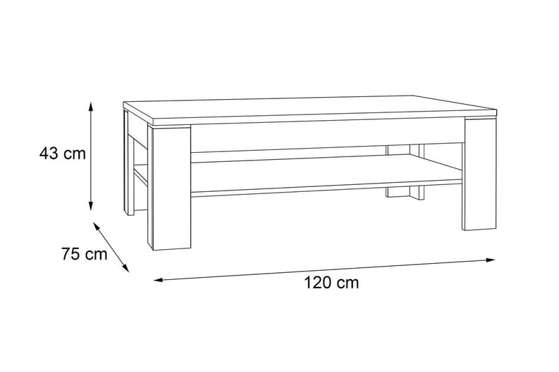 Perkhill Sofabord 120 cm med Opbevaring Hylde - Brun/Grå - Møbler - Borde - Sofabord