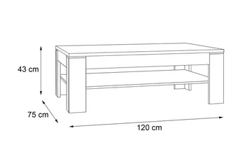 Perkhill Sofabord 120 cm med Opbevaring Hylde - Brun/Grå - Møbler - Borde - Sofabord