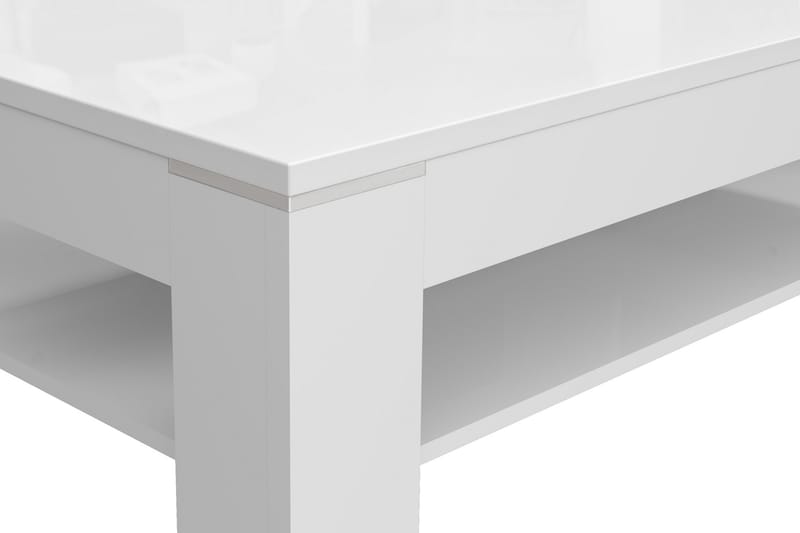 Perkhill Sofabord 120 cm med Opbevaring Hylde - Hvid - Møbler - Borde - Sofabord