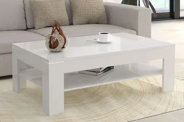 Perkhill Sofabord 120 cm med Opbevaring Hylde - Hvid - Møbler - Borde - Sofabord