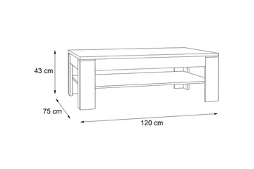 Perkhill Sofabord 120 cm med Opbevaring Hylde - Hvid - Møbler - Borde - Sofabord