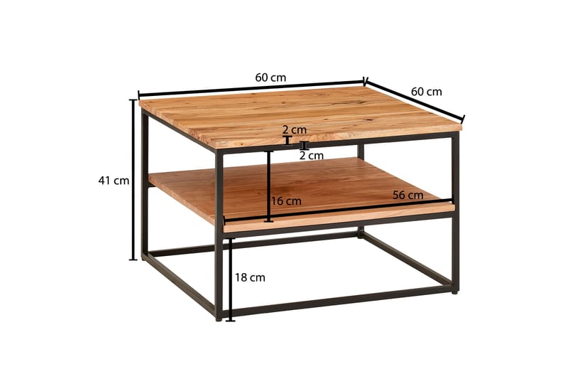 Philly Sofabord 60 cm Firkantet - Natur - Møbler - Borde - Sofabord
