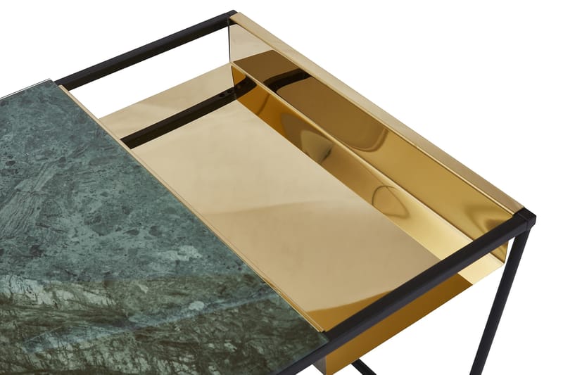 Piana Sofabord 110 cm Marmormønster - Sort/Messing - Sofabord