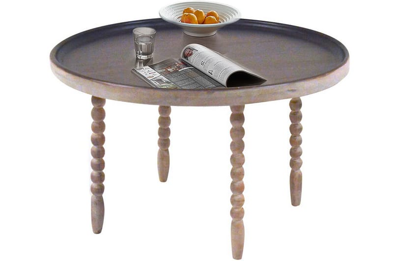 Pilar Sofabord 90 cm Rundt - Mørkebrun/Metal - Møbler - Borde - Sofabord