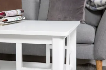 Piteå Sofabord 130 cm med Opbevaring Hylde - Hvid - Møbler - Borde - Sofabord
