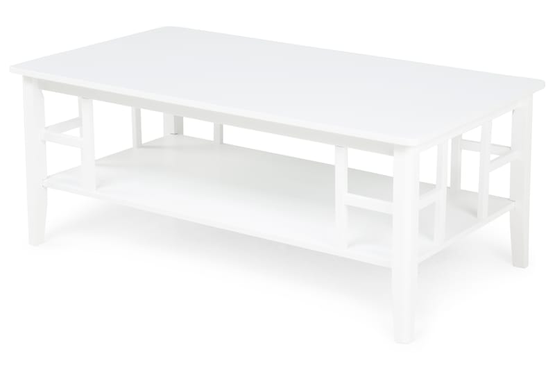Piteå Sofabord 130 cm med Opbevaring Hylde - Hvid - Sofabord - Sofabord med opbevaring