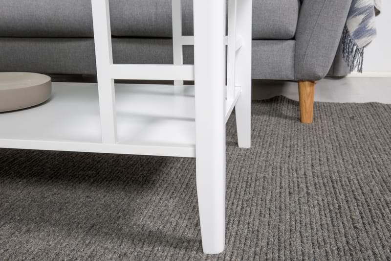 Piteå Sofabord 130 cm med Opbevaring Hylde - Hvid - Sofabord - Sofabord med opbevaring
