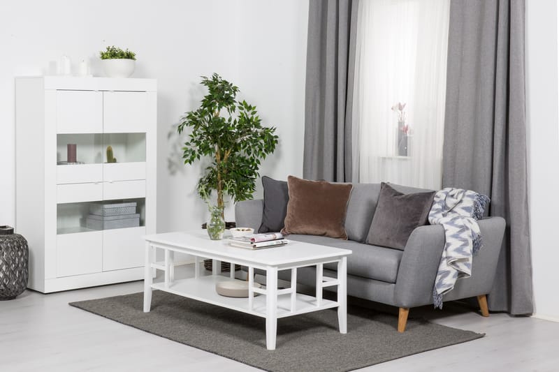 Piteå Sofabord 130 cm med Opbevaring Hylde - Hvid - Møbler - Borde - Sofabord