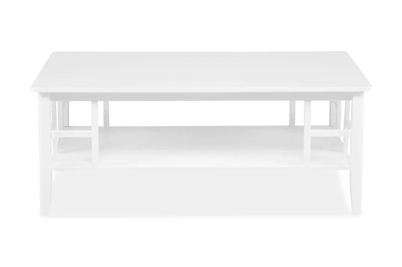 Piteå Sofabord 130 cm med Opbevaring Hylde, Hvid