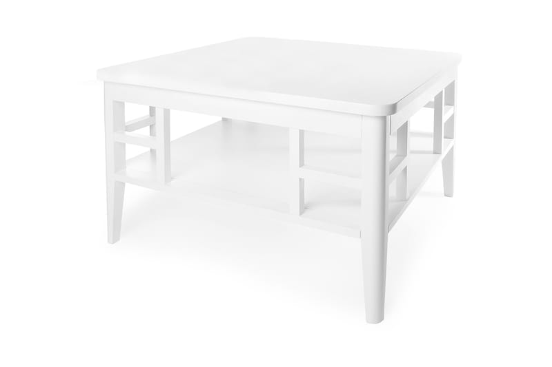 Piteå Sofabord 80 cm med Opbevaring Hylde - Hvid - Sofabord - Sofabord med opbevaring