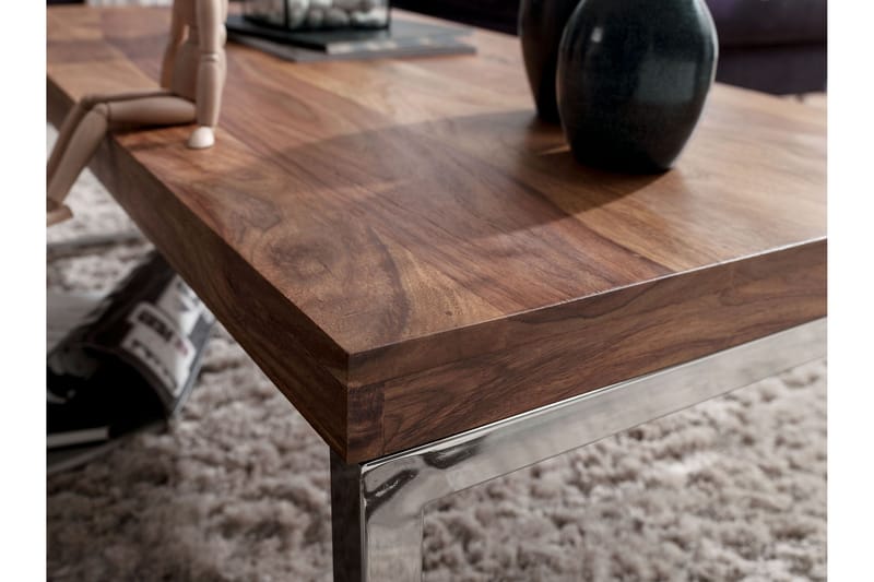 Plessey Sofabord 120 cm - Massivt Træ/Krom - Møbler - Borde - Sofabord