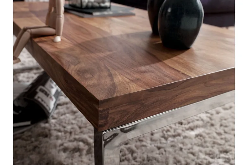 Plessey Sofabord 120 cm - Massivt Træ/Krom - Møbler - Borde - Sofabord