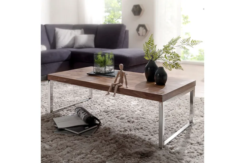 Plessey Sofabord 120 cm - Massivt Træ/Krom - Møbler - Borde - Sofabord