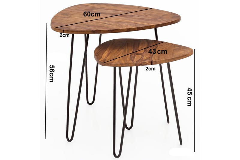 Portuondo gyngebord 2-stk 60 cm - Træ / natur - Møbler - Borde - Sofabord