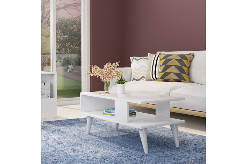 Puijas Sofabord 90x40x90 cm - Hvid - Møbler - Borde - Sofabord