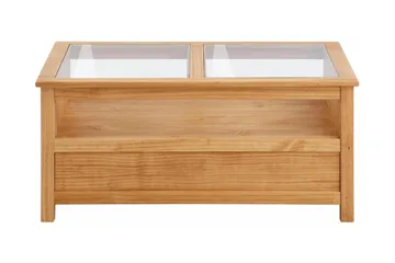 Purnima Sofabord 100 cm med Opbevaring 2 Skuffer + Hylde - Glas/Brun - Møbler - Borde - Sofabord