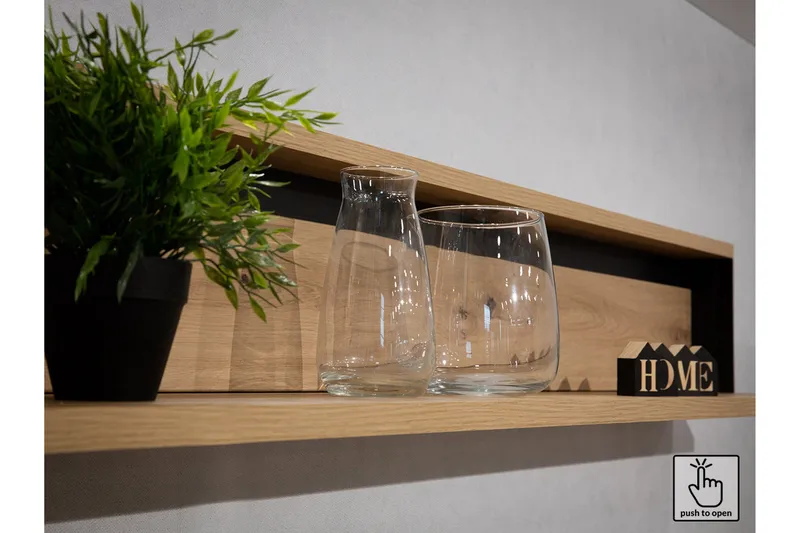 Quant Sofabord 100 cm med Opbevaring 2 Skuffer + Hylde - Egefarvet/Sort - Møbler - Borde - Sofabord