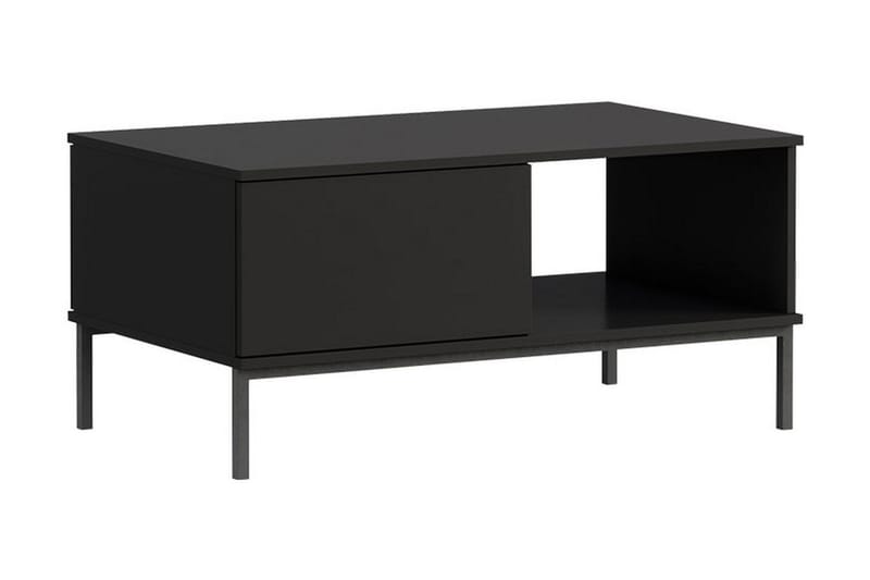 Querty Sofabord 100 cm med Opbevaring Hylde + Skuffe - Sort - Møbler - Borde - Sofabord