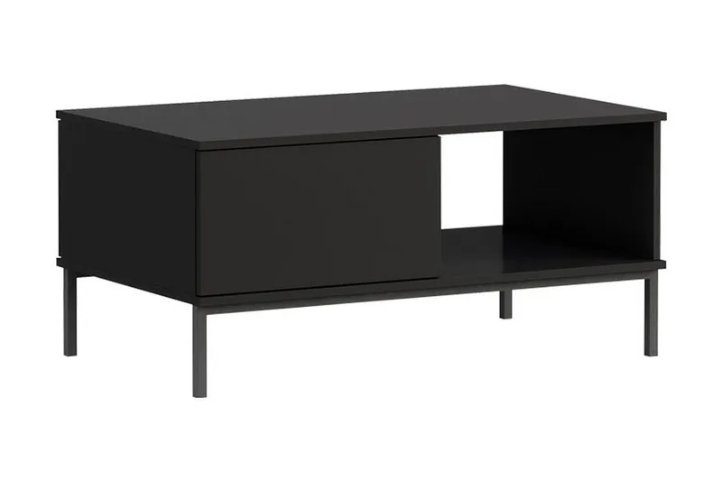 Querty Sofabord 100 cm med Opbevaring Hylde + Skuffe, Sort