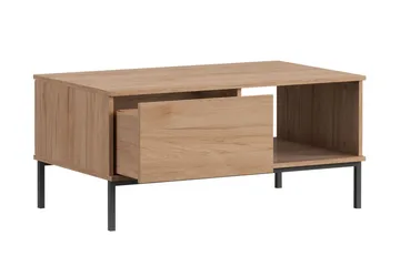 Querty Sofabord 100 cm med Opbevaring Hylde + Skuffe - Sort - Møbler - Borde - Sofabord