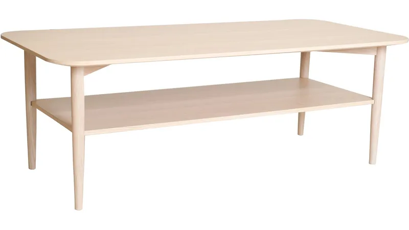 Sofabord Ravik med Hylde 135x65 cm - Hvidpigmenteret - Møbler - Borde - Sofabord