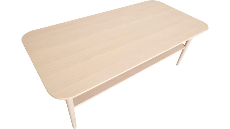 Sofabord Ravik med Hylde 135x65 cm - Hvidpigmenteret - Møbler - Borde - Sofabord