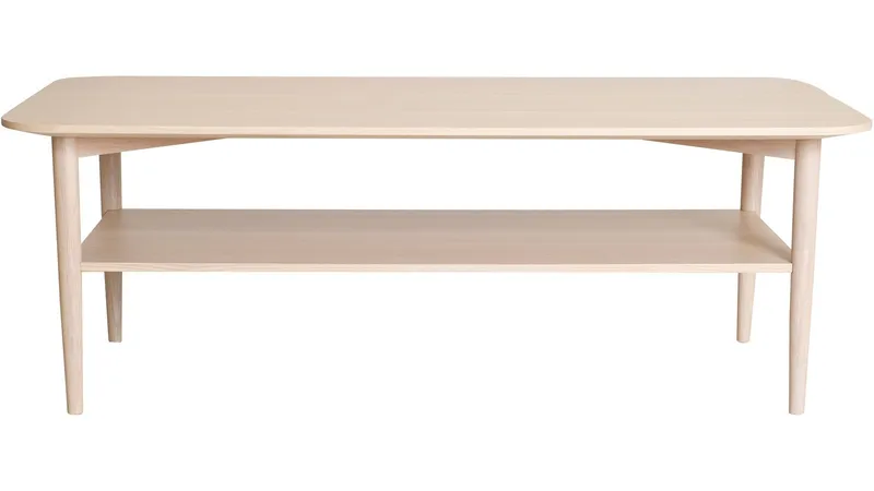Sofabord Ravik med Hylde 135x65 cm, Hvidpigmenteret