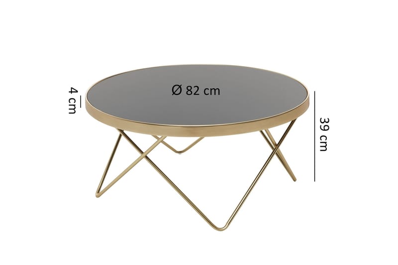 Reineck Sofabord 82 cm Rundt - Sort/Guld - Møbler - Borde - Sofabord