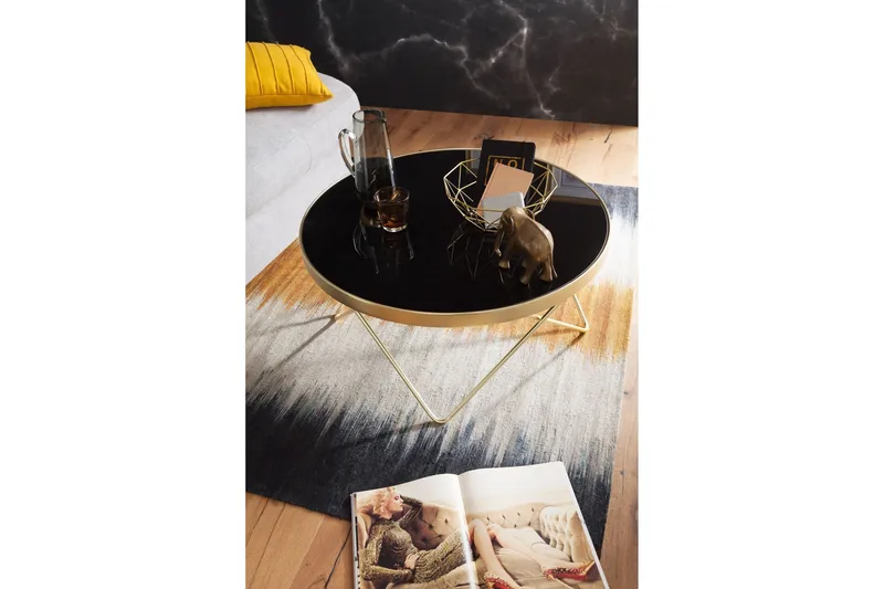 Reineck Sofabord 82 cm Rundt - Sort/Guld - Møbler - Borde - Sofabord