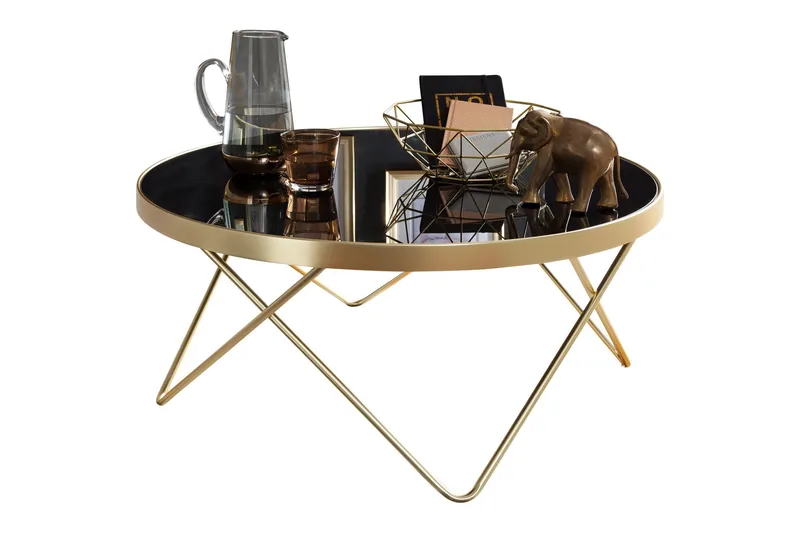 Reineck Sofabord 82 cm Rundt, Sort/Guld