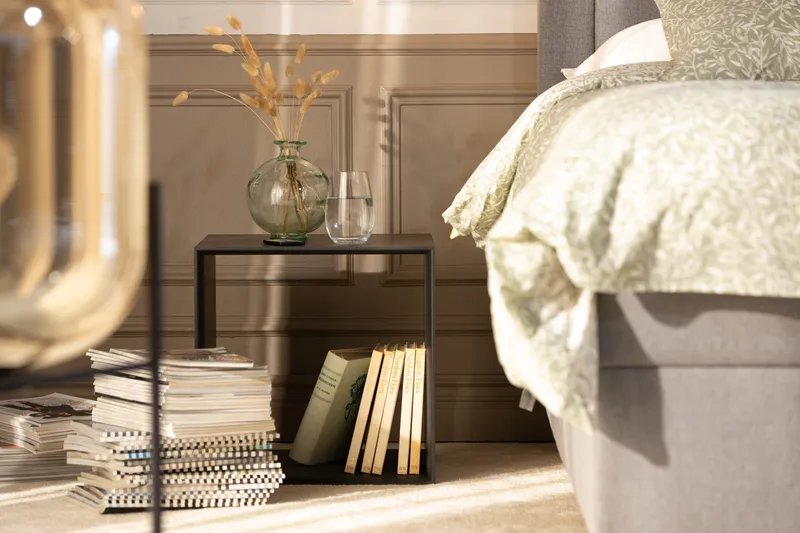 Ribbon Sofabord 90 cm med Opbevaring Hylde Natur/Grå - VOX - Møbler - Borde - Sofabord