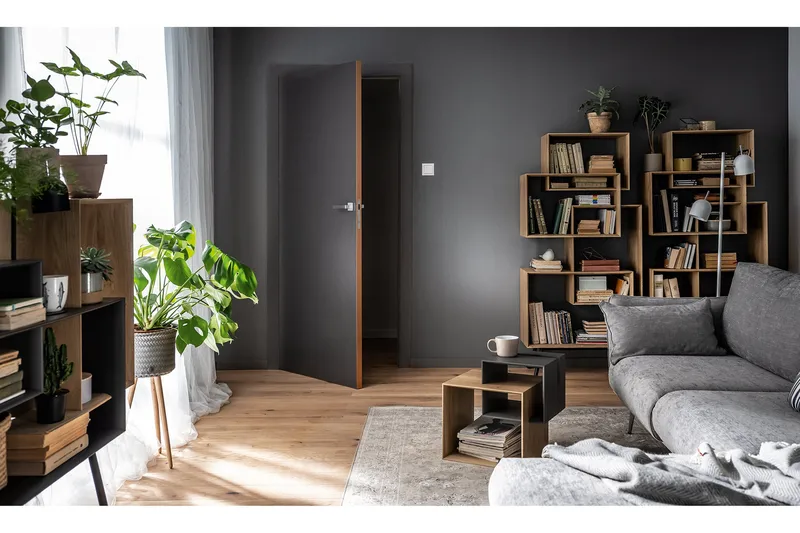 Ribbon Sofabord 90 cm med Opbevaring Hylde Natur/Grå - VOX - Møbler - Borde - Sofabord