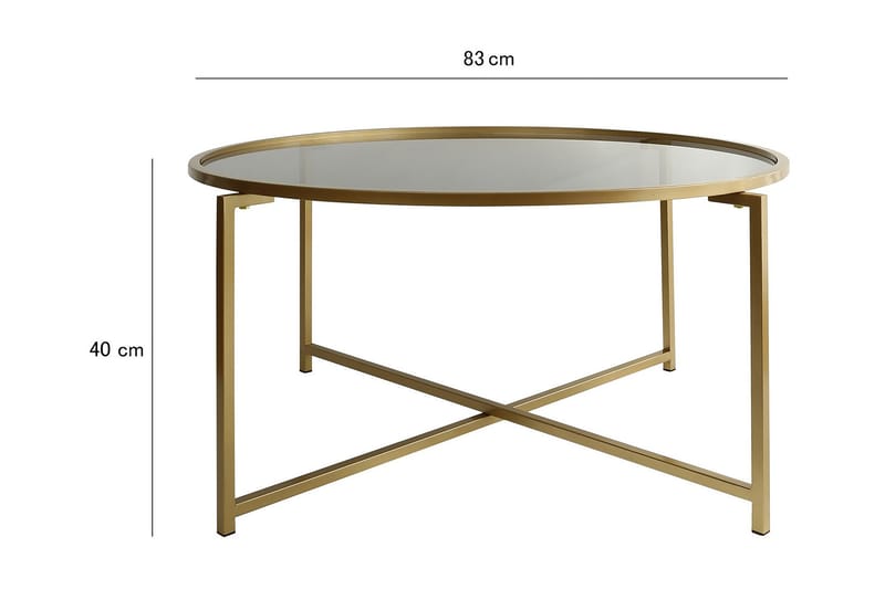 Rowman Sofabord 83 cm Rundt - Guld / Røgfarvet - Sofabord