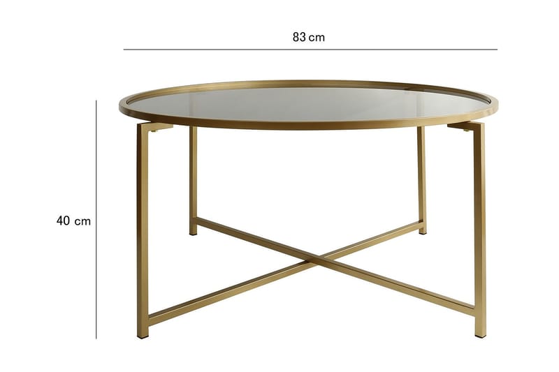 Rowman Sofabord 83 cm Rundt - Guld / Røgfarvet - Møbler - Borde - Sofabord