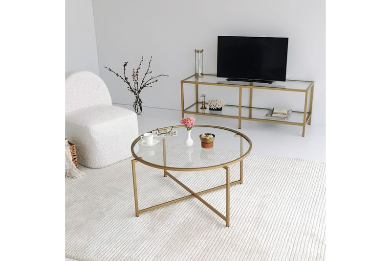 Rowman Sofabord 83 cm Rundt - Guld - Møbler - Borde - Sofabord