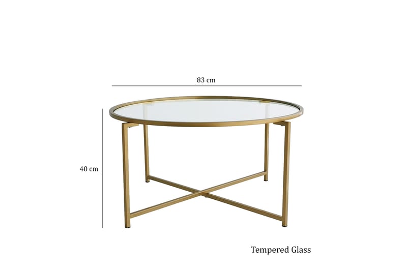 Rowman Sofabord 83 cm Rundt - Guld - Sofabord