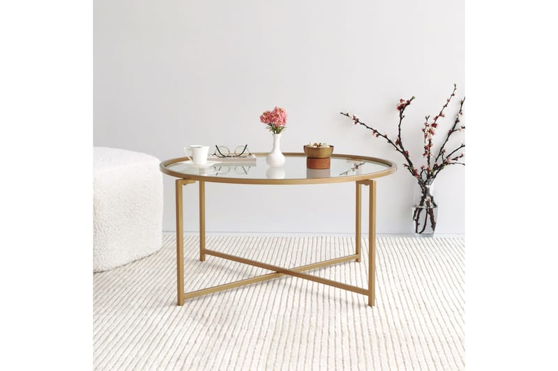 Rowman Sofabord 83 cm Rundt - Guld - Møbler - Borde - Sofabord