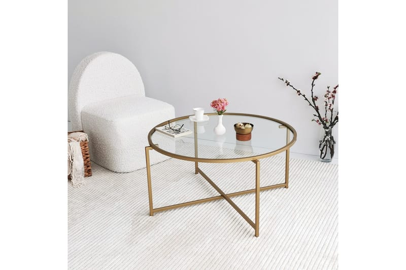 Rowman Sofabord 83 cm Rundt - Guld - Møbler - Borde - Sofabord