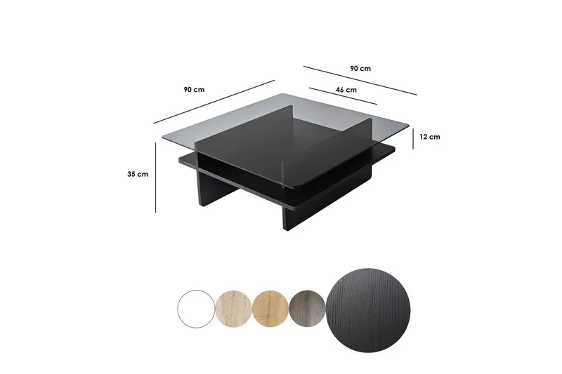 Sofabord Rubby Firkantet Sort / Røg - Sort / Røg - Møbler - Borde - Sofabord