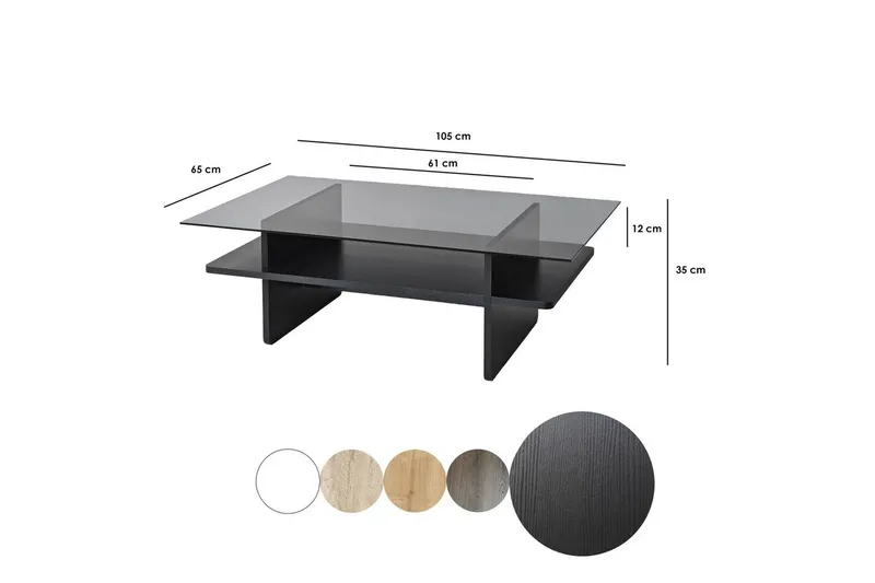 Sofabord Rubby Rektangel Sort / Røg - Sort / Røg - Møbler - Borde - Sofabord