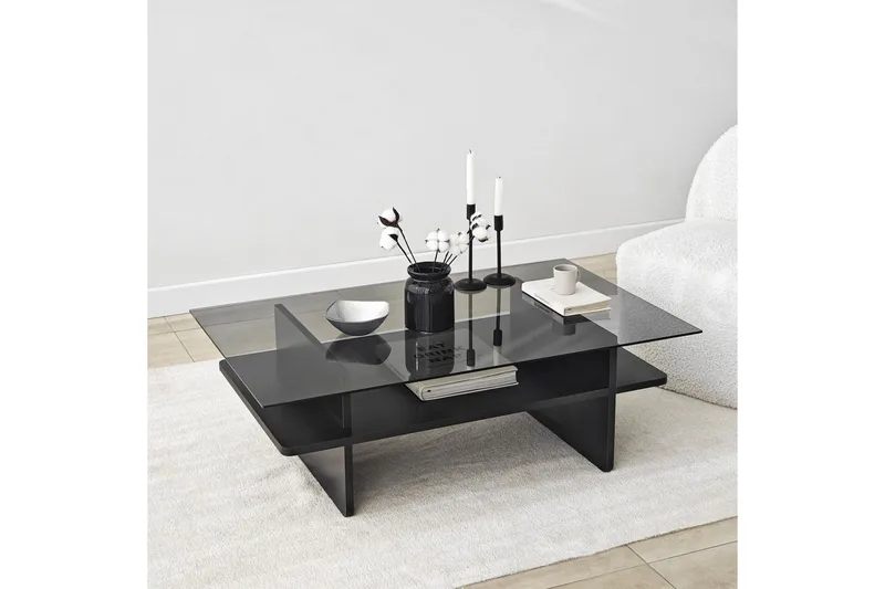 Sofabord Rubby Rektangel Sort / Røg - Sort / Røg - Møbler - Borde - Sofabord