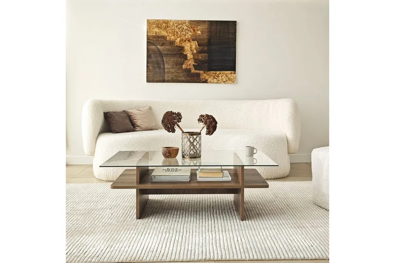 Sofabord Rubby Rektangel Valnød / Transparent - Valnød / Transparent - Møbler - Borde - Sofabord