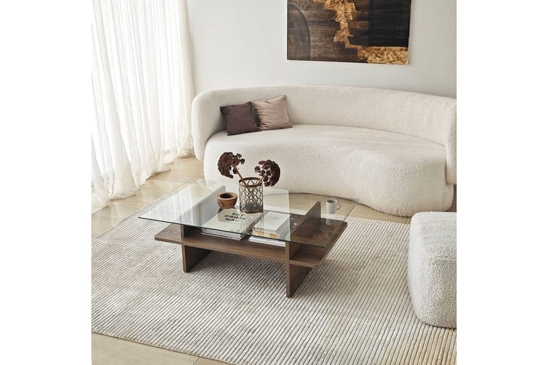 Sofabord Rubby Rektangel Valnød / Transparent - Valnød / Transparent - Møbler - Borde - Sofabord