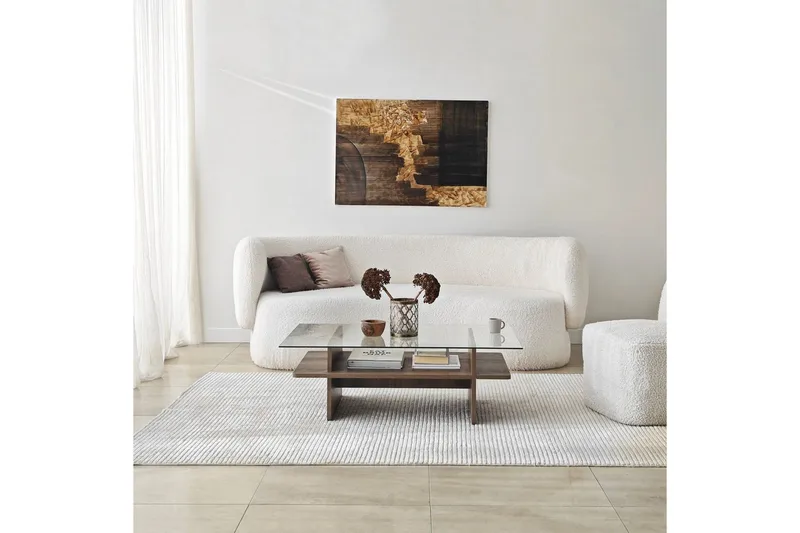 Sofabord Rubby Rektangel Valnød / Transparent - Valnød / Transparent - Møbler - Borde - Sofabord