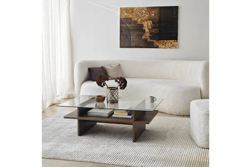 Sofabord Rubby Rektangel Valnød / Transparent - Valnød / Transparent - Møbler - Borde - Sofabord