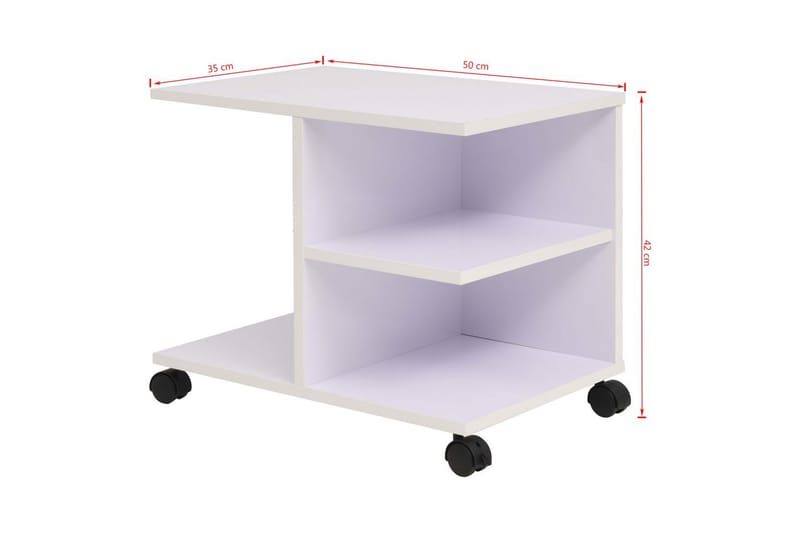 Rullende Hylde 50 X 35 X 42 Cm Hvid - Hvid - Møbler - Borde - Sofabord
