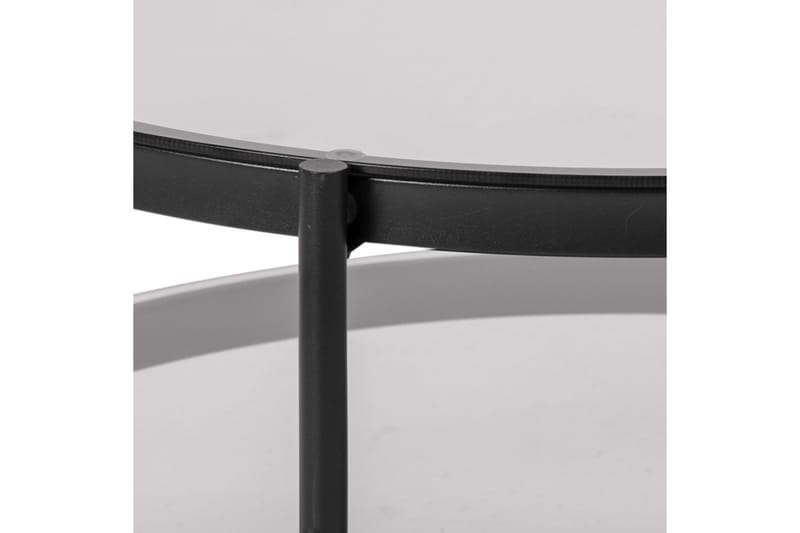 Rutkin Sofabord 79 cm Rundt med Opbevaring Hylde - Glas/Grå/Mat Sort - Møbler - Borde - Sofabord