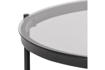 Rutkin Sofabord 79 cm Rundt med Opbevaring Hylde - Glas/Grå/Mat Sort - Møbler - Borde - Sofabord